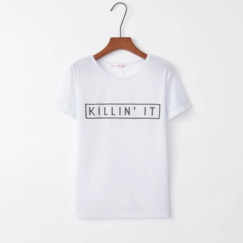 

Killin It Letter Printing Fashion Summer Women Tshirt Tops Harajuku Punk Goth style Tee Short Sleeve Tshirts Casual y2k Clothing