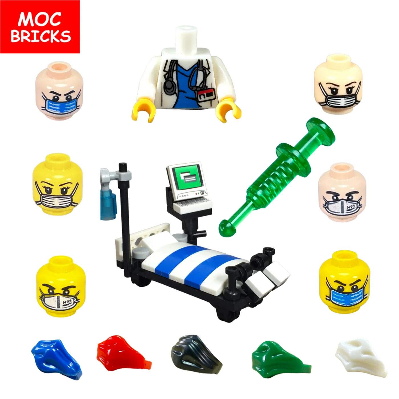 Кубики MOC для мужчин и женщин фигурка голова доктора шарф самодельные Мини-куклы