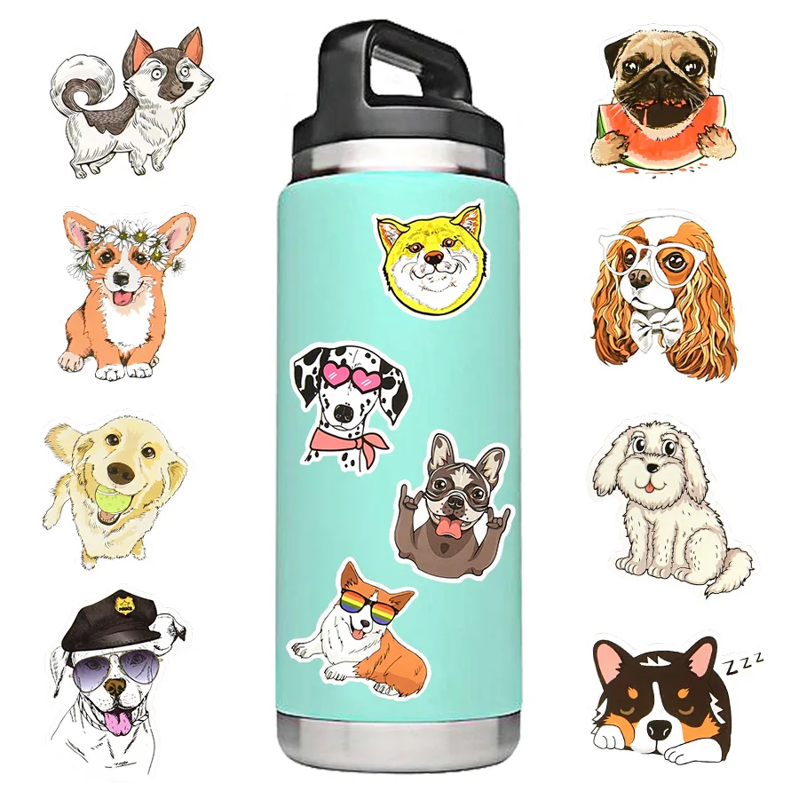Pegatinas de dibujos animados para perros, diferentes estilos, pegatina de perro, animales, divertido Corgi para tel&eacute;fono port&aacute;til, suministros para mascotas, regalos para fiesta para ni&ntilde;os, 50 Uds.-4