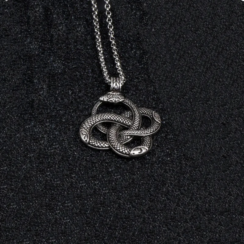 

Norwegian Viking Snake Rune Amulet Necklace Pagan Spiritual Pendant Men's and Women's Casual Sporty Rope Chain Animal Party