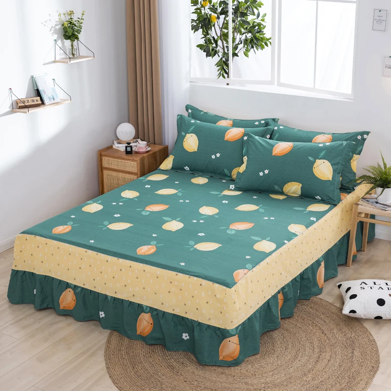 Постельное белье с юбкой из 100% хлопка наматрасник принтом в виде сердца цветов