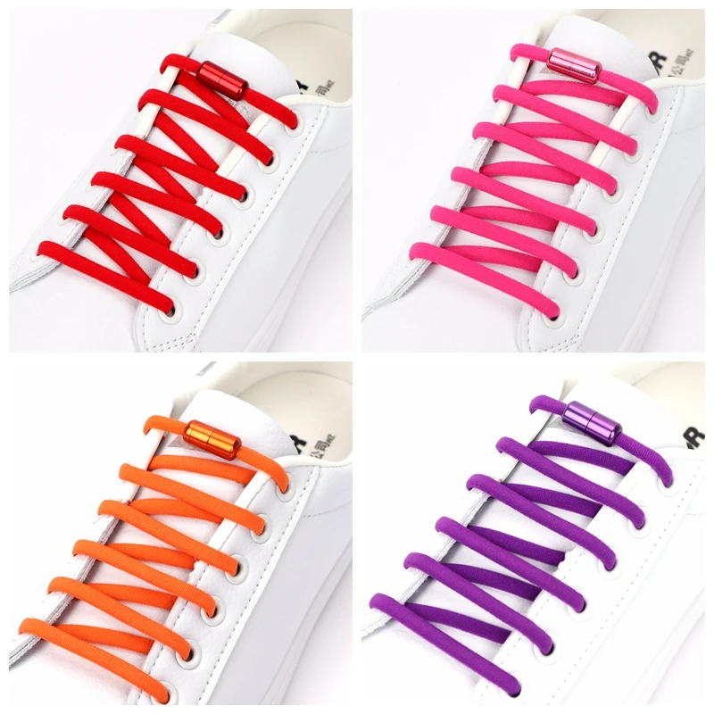 No Tie Shoelaces Elastic Semicircle Shoe Laces For Kids and Adult Metal Lock Sneakers Shoelace Boot Lazy Laces Shoe Strings