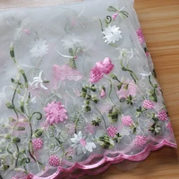 organza lotus embroidery lace fabric for wedding dress skirt garment accessories by the meter