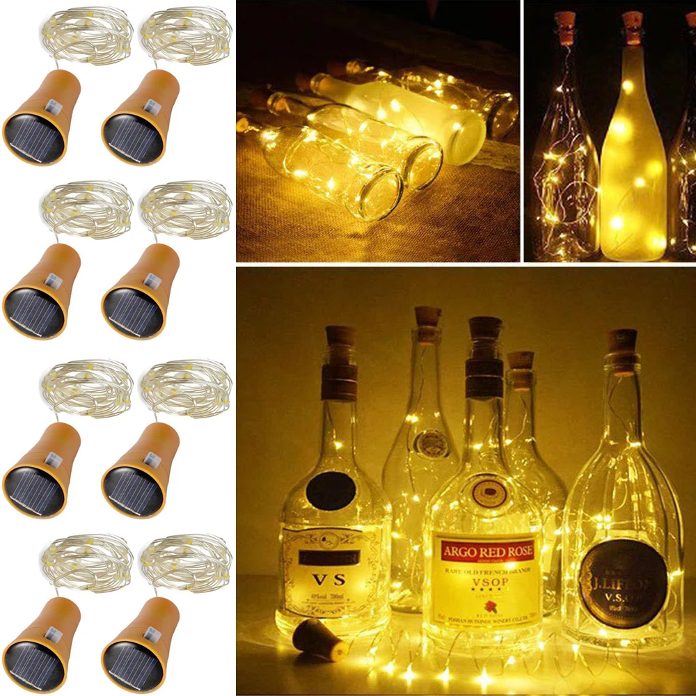 

10pcs/lot Solar Wine Bottle Lights 10leds 20leds Outdoor DIY Fairy Garland Light String for Wedding Xmas Festival Party Decor