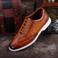 ourui true Ostrich leather shoes Mens shoes male leisure shoes selling man ostrich shoes