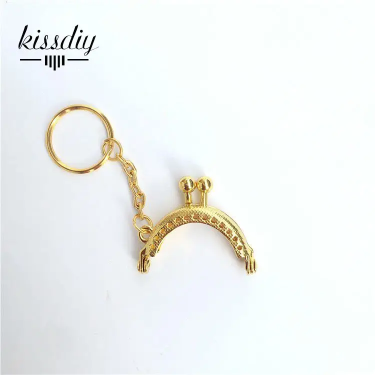 KISSDIY 25 шт. 4 см мини серебряные золотые серьги, кошелек, рамка, брелок, поцелуй, cluth, застежка diy, сумка, аксессуар - Цвет: Золотой