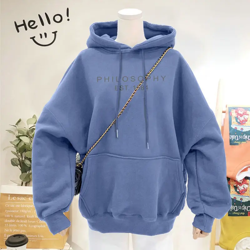 Plus Fleece Hooded Sweater Women Loose Korean Style Autumn and Winter Fashion Thick Coat Women Are Thin Women's Clothing