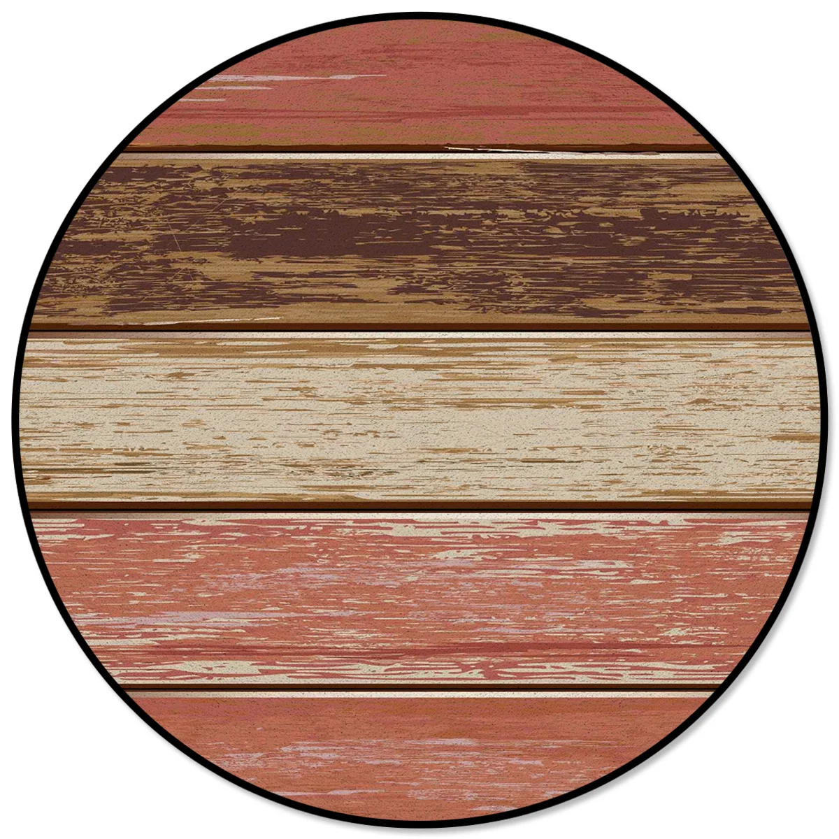 

Retro Wood Grain Texture Red Round Carpets Rug for Living Room Bedroom Non-slip Chair Floor Mats for Kid Room Doormat