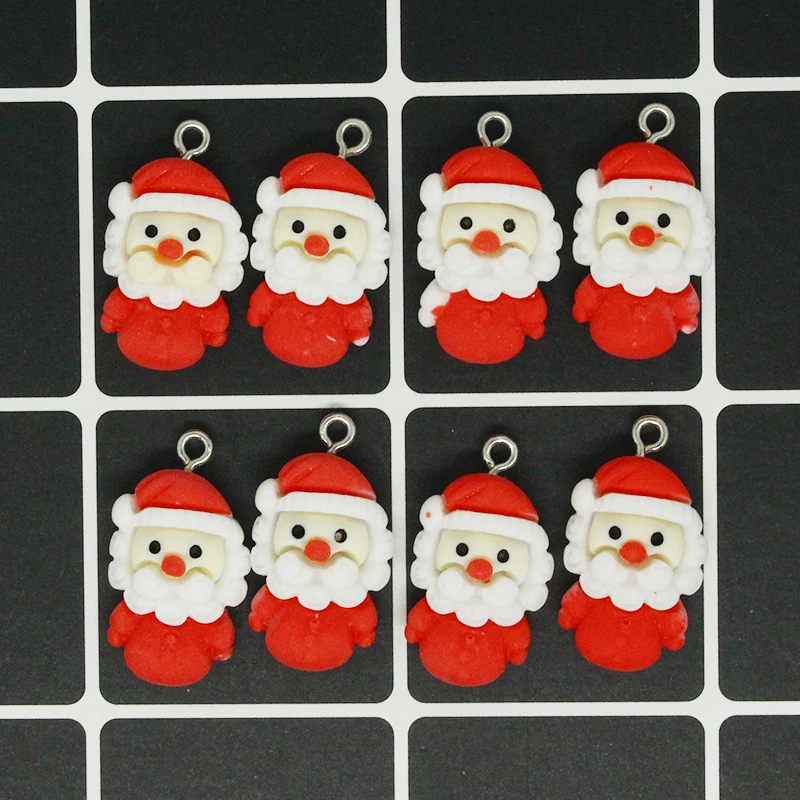 

10pcs/Pack Cute Resin Santa Claus Christmas Charms For Earring Keychain Xmas Tree Decor Pendant Diy Lovely Jewelry Accessory