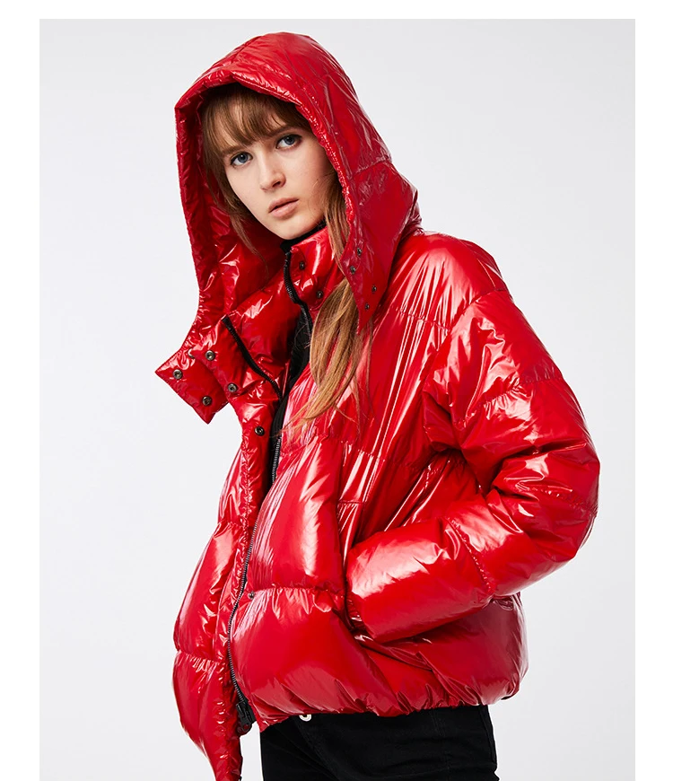 2019 Новая Зимняя яркая женская короткая пуховая куртка с капюшоном ветрозащитная