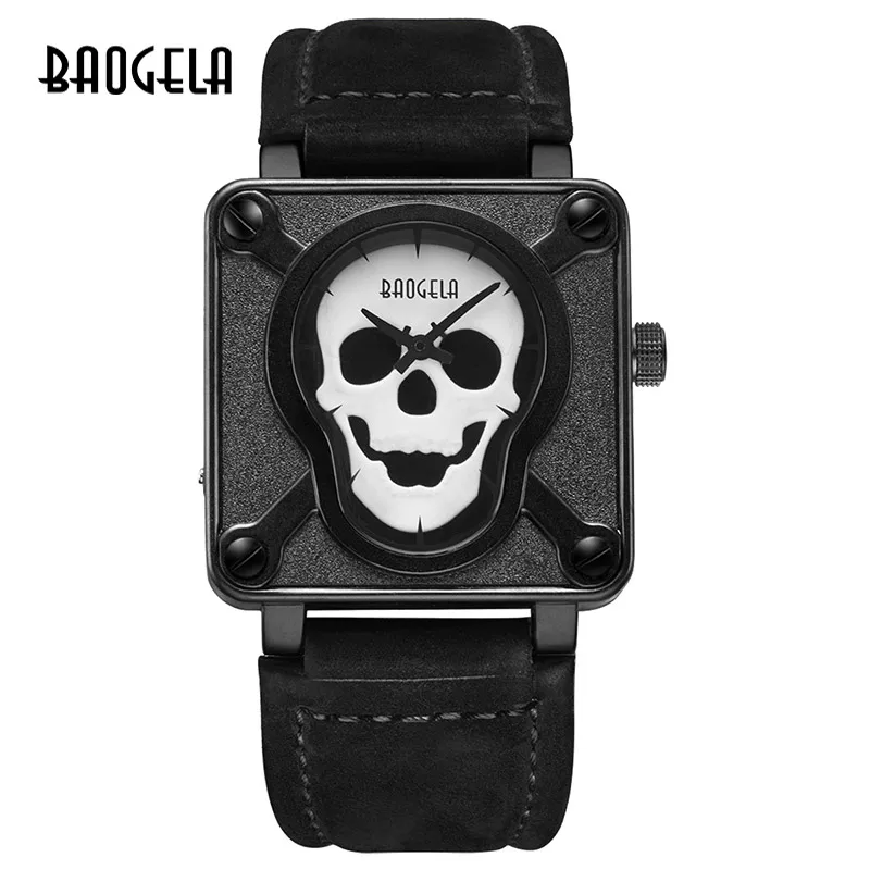 BAOGELA череп часы модные светящиеся Priate кварцевые водонепроницаемые наручные Relogio