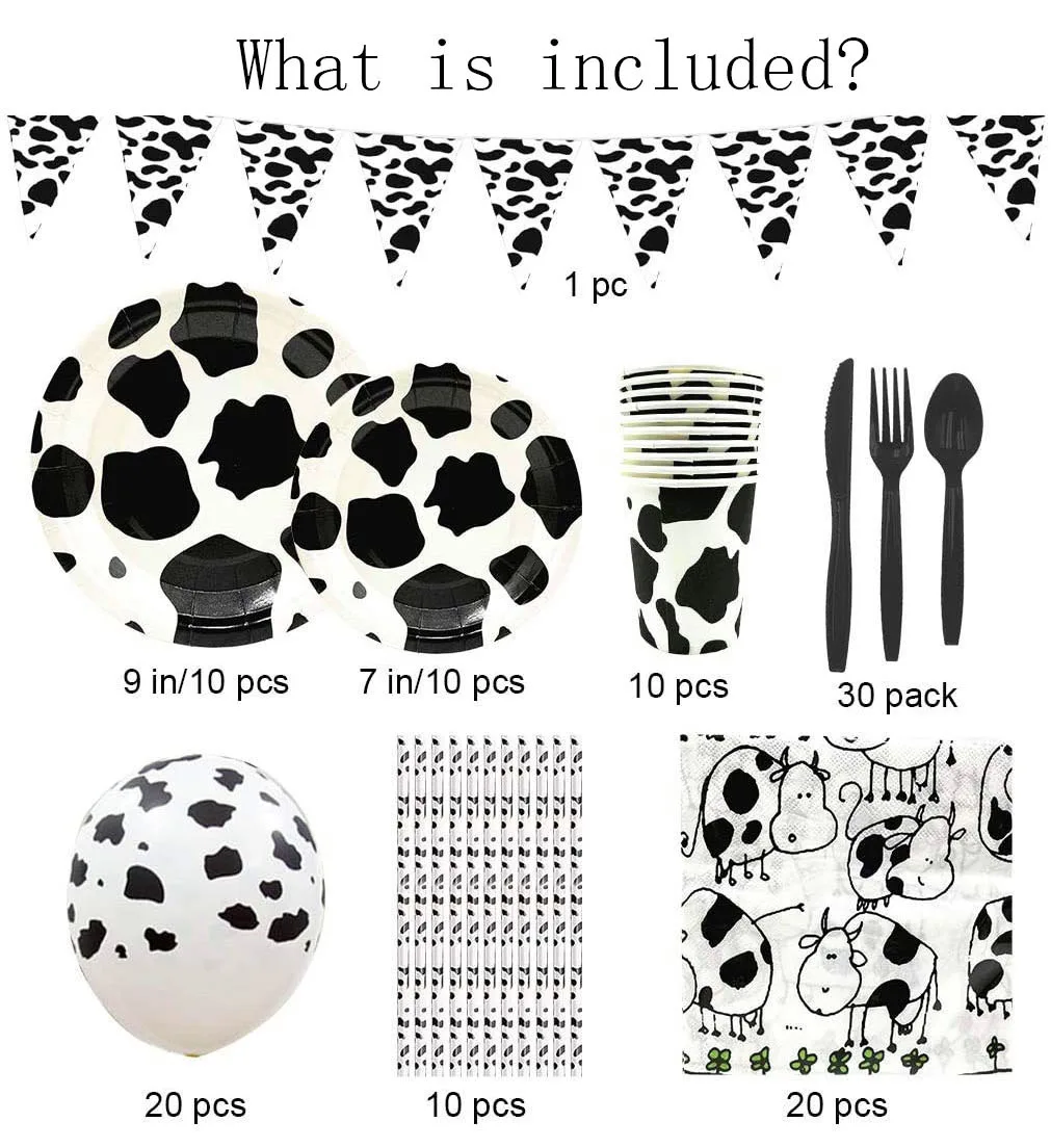 

Cow Print Theme Birthday Party Animal Party Cow Decoration Disposable Cup Plate Tablecloth Baby Shower Balloon Decoration