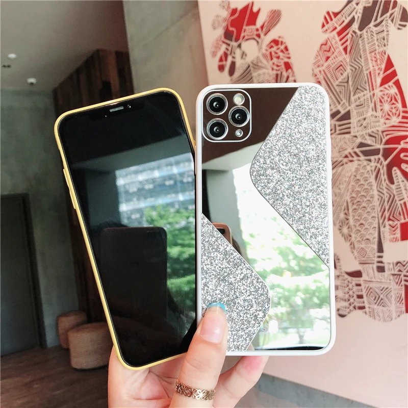 Женский зеркальный чехол со стразами для телефона iPhone 11 Pro Max X XR XS Роскошный 6 6S 7 8