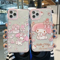 sanrio my melody gemini iphone case aesthetic for iphone 13 pro max 12 11 xs xr 8 plus 7 se2 case cover tpu soft shell for girls