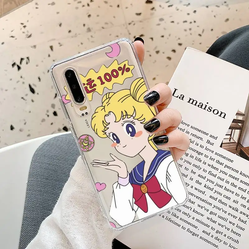 

Sailor Moon Cartoon girl Phone Case Transparent for Huawei P20 P30 P40 lite pro P smart 2019 honor 8x 10i