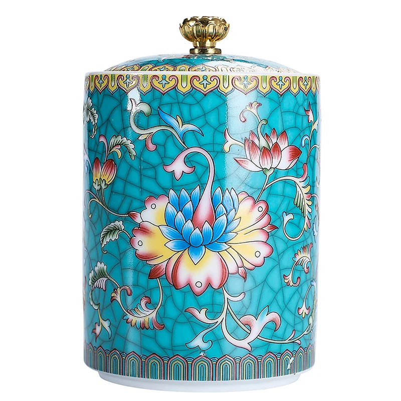 Цветная эмалированная герметичная чайная коробка керамическая китайская банка