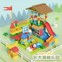 163 pcs big size building blocks slide paradise construction diy figures duplos bricks toys for children kids birthday gift