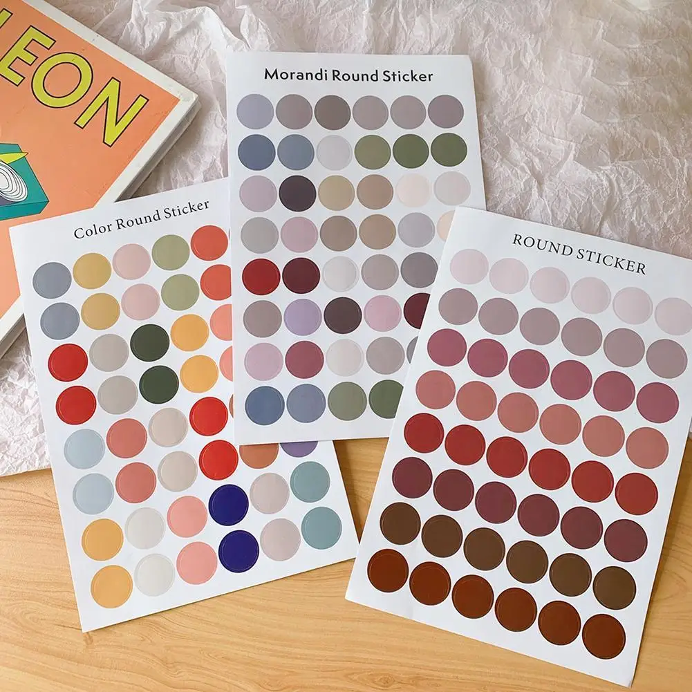 

1PC Round Dot Stickers Decorative Sticker Kawaii Deco Sticker DIY Diary Album Label Stationery Scrapbooking Morandi Series
