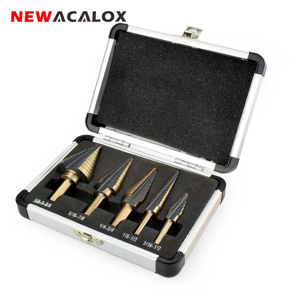 Набор ступенчатых сверл NEWACALOX 5 шт. HSS кобальт несколько отверстий 50 размеров