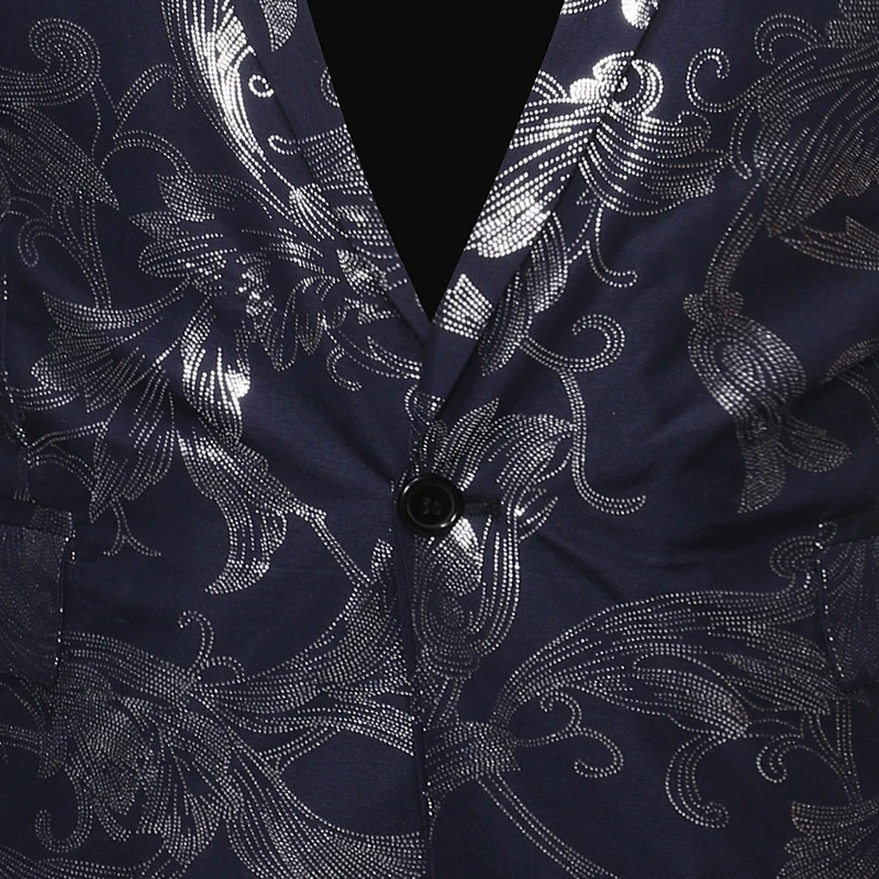 Модный мужской костюм с цветочным принтом Slim Fit Мужской Блейзер Свадебный Жених