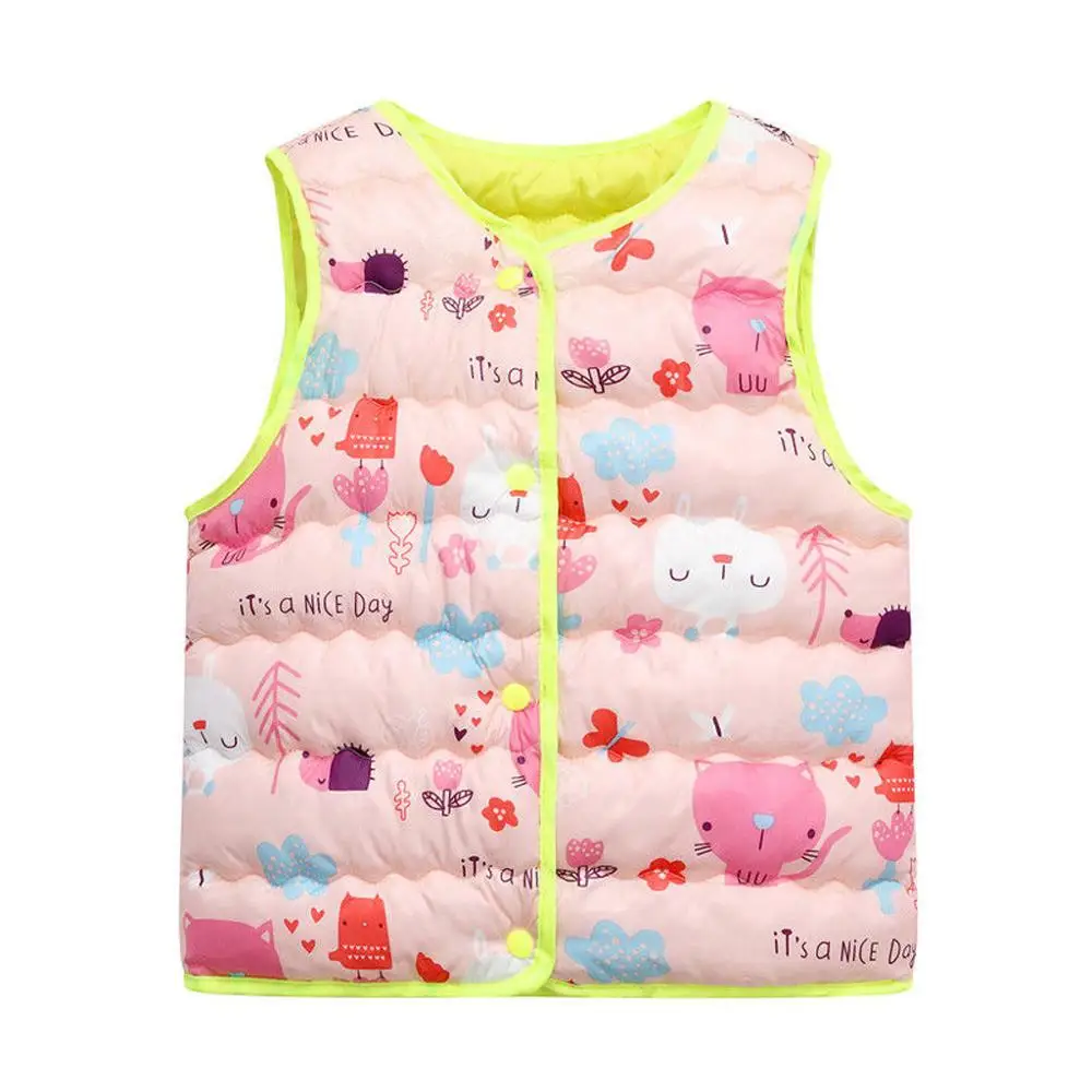 Toddler Kids Baby Girls Boys Sleeveless Print Cartoon Warm Waistcoat Cute Jacket Colorful Autumn Fashion Tops For 2-7T Kids