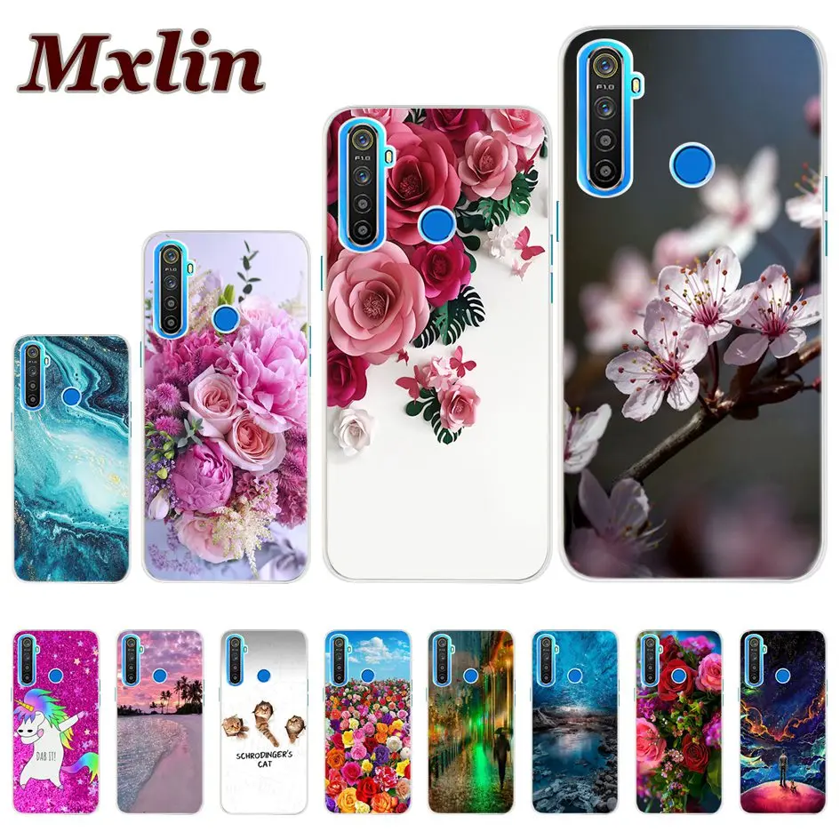 Чехол для OPPO Realme 6i мягкий силиконовый чехол с цветочным принтом задняя крышка