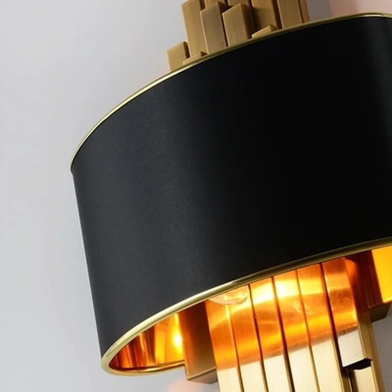 

Gold Wall Sconces Lighting Fixtures Bedroom Living Room Black Lampshade Wall Lamp AC90-260V LED Wall Lamp