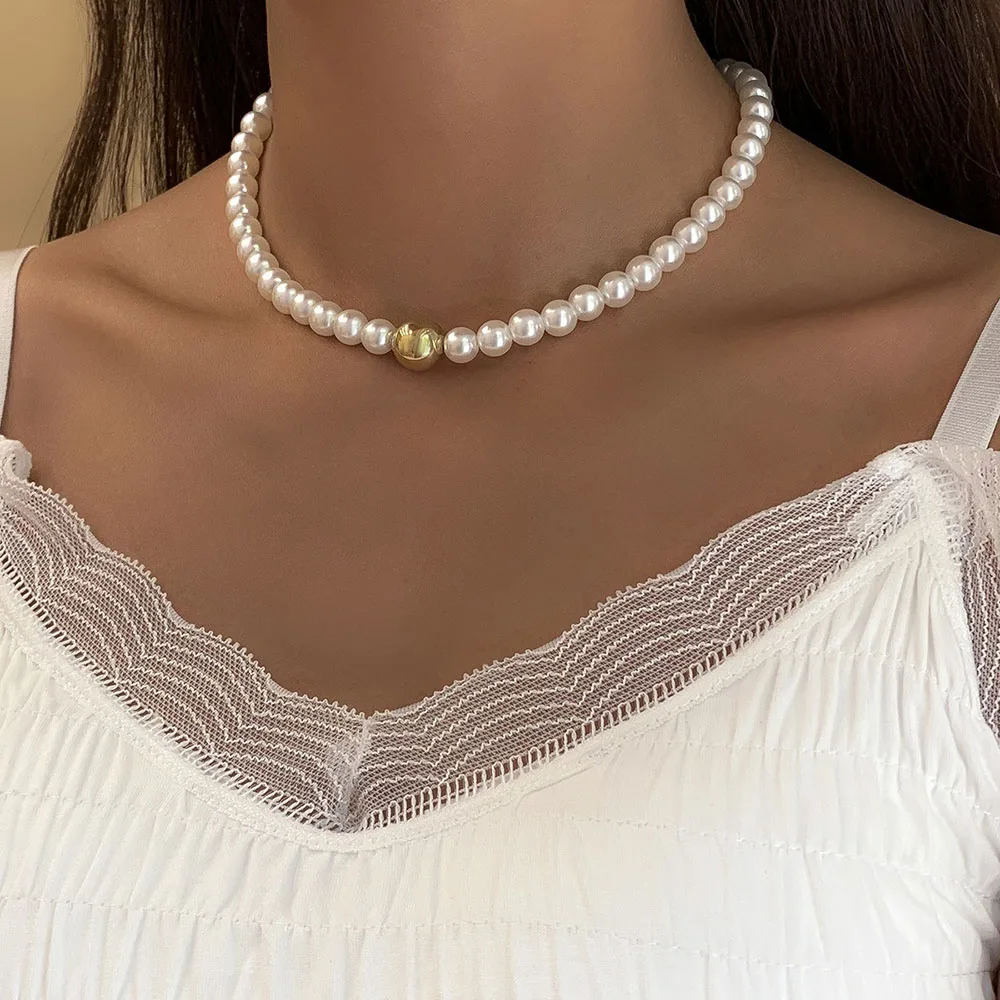 

Pearl Necklaces For Women Dainty Simulated Pearl Chain Necklace Collier Femme Choker Wedding Bridal Jewelry Party Gifts Bijoux