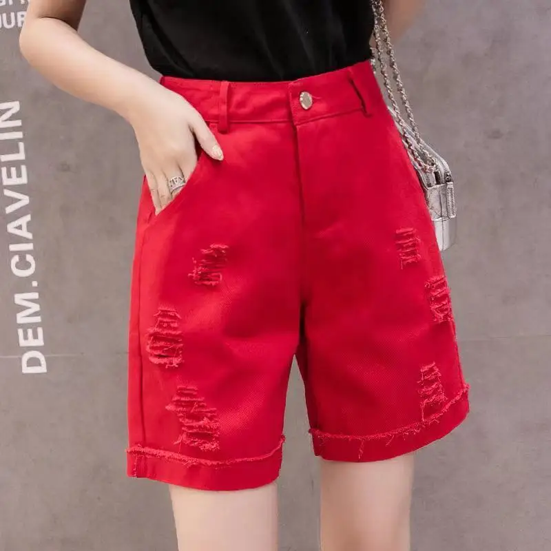 

2021 summer new versatile straight loose skinny denim shorts