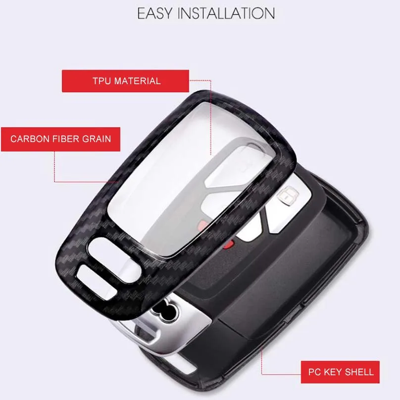 Высокое качество углеродного волокна зерна случае ключ для Audi 2017 2018 A4 B9 Q5 Q7 TT S4 S5 SQ5