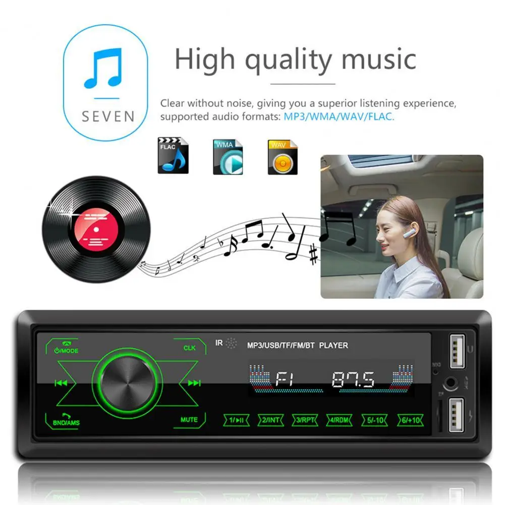 

M10 In-dash Dual USB Car Stereo MP3 Player Handsfree Bluetooth AUX FM Radio Receiver Head Unit for Auto Center Control Modificat