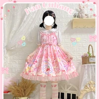 sweet jsk women dress kawaii sleeveless uniform princess dress japanese girly cute bow cosplay costume cartoon bear clothing