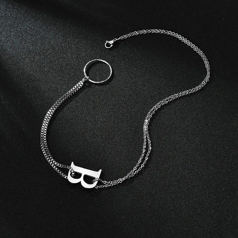 

Stainless Steel Initial Necklace Pendant for Women Link Chain Letter Charm Necklace Choker Short Chain Initial Jewelry New