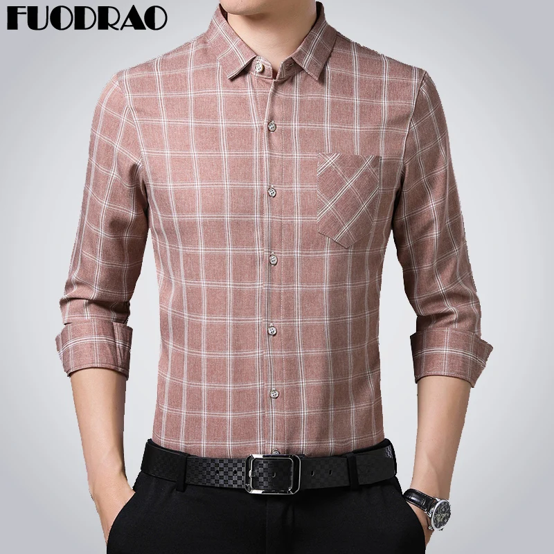 

MIACAWOR новая весенняя Мужская рубашка с длинным рукавом, деловая Повседневная рубашка в клетку, мужская приталенная рубашка, уличная рубашка,...