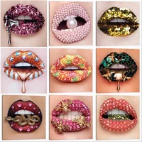 Full square round AB Drill diamond 5d Diamond Painting sexy diamond lips New Arrival Diamond Embroidery Decorations For Home