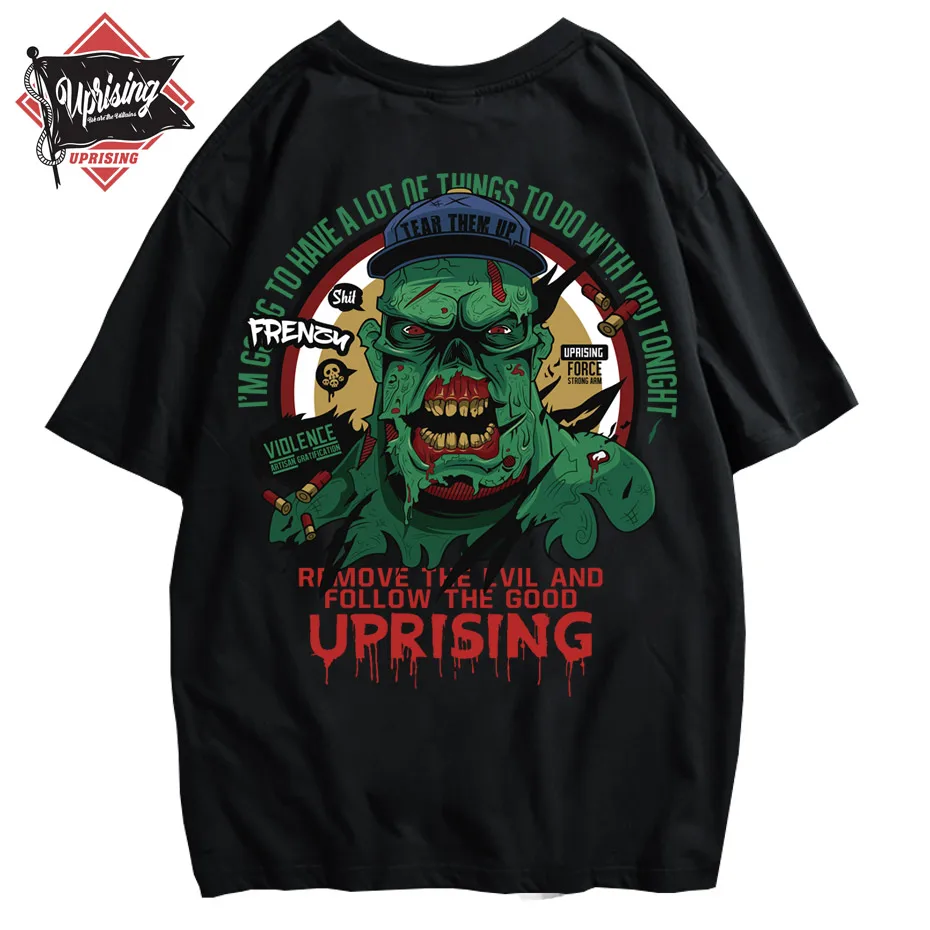 

uprising new Hip-hop street fashion personality tree monster angry short-sleeved summer large size cotton t shirt