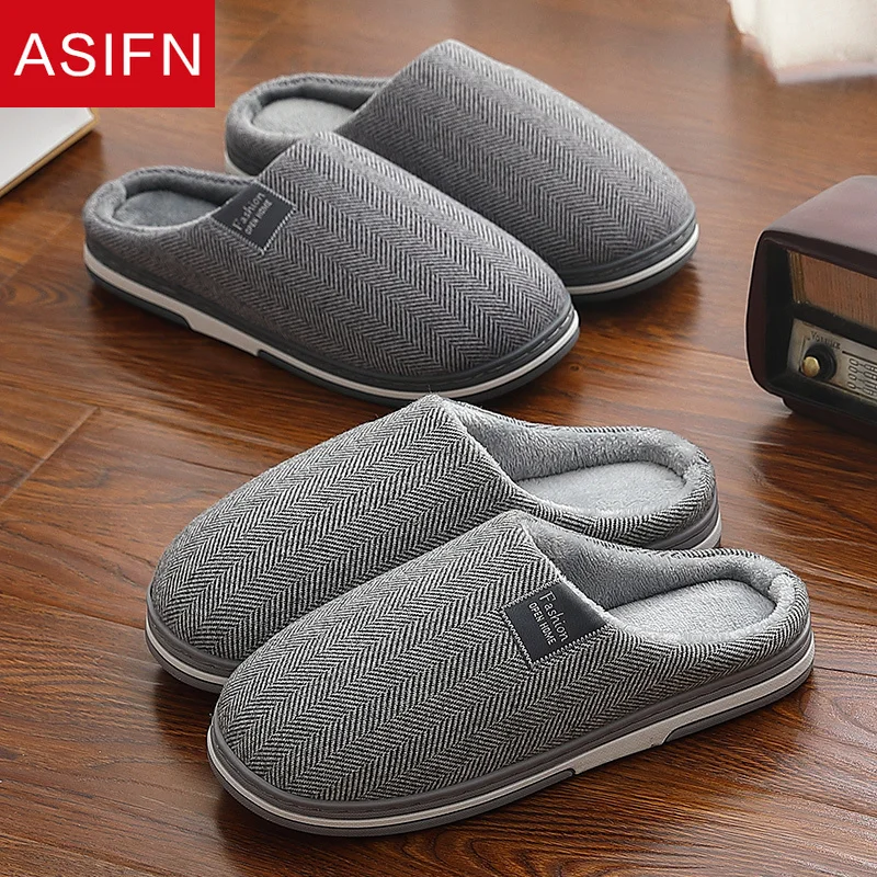 ASIFN/Классические мужские зимние теплые меховые тапочки Домашние для мальчиков