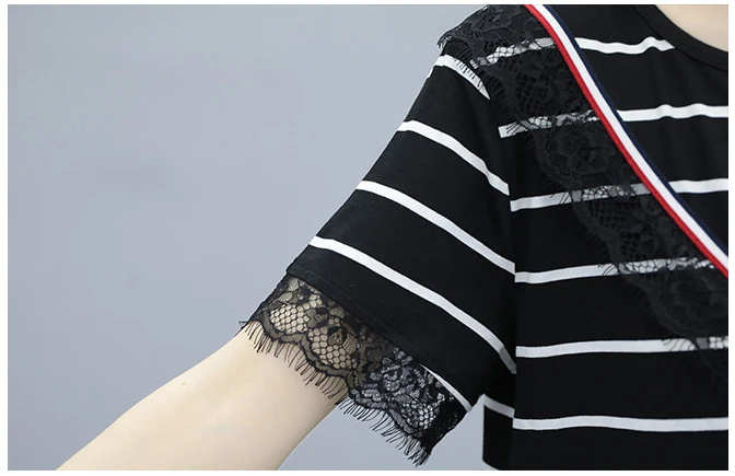 

Striped T-shirt Dress Women's 2020 Summer Korean Simple Temperament Casual Mujer Vestidos Female Oversized Knee Dress Women Z917