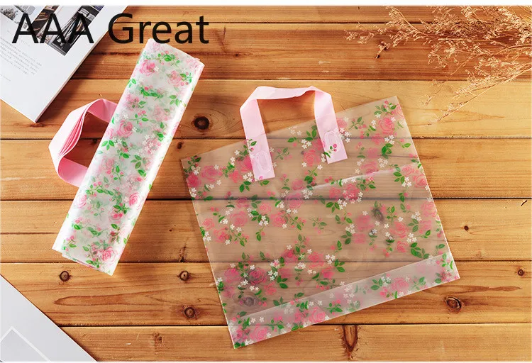 50 шт./лот подарочные пакеты с ручками сумки для магазина пластиковые мешочки