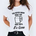 Женская летняя футболка 2021 Забавный ролл бумага фигурку принт Женская футболка с круглым вырезом, простые короткий рукав женская футболка
