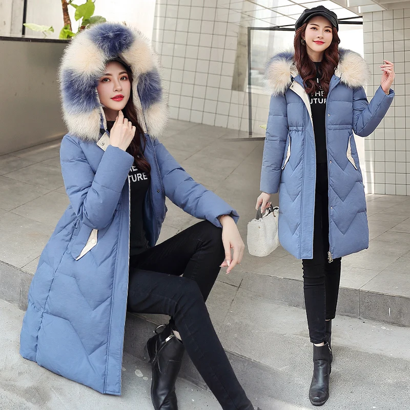 2019 New Autumn winter Medium length Women parka Solid zipper Long sleeve Hooded Thick Outwear Coat Jacket Fashion Cotton