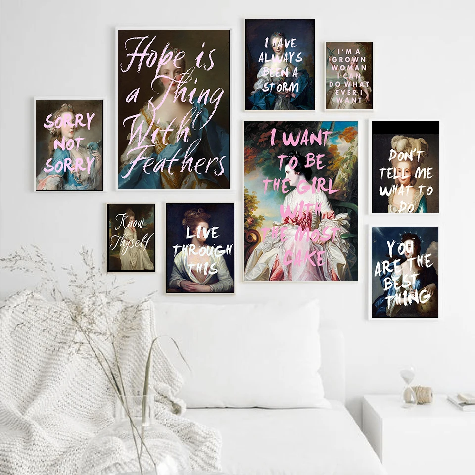 

FEMINIST Canvas Painting Poster Girls Gifts Funny Song Lyrics Hope Is A Thing with Feathers Prints Woman Room Wall Art Picture