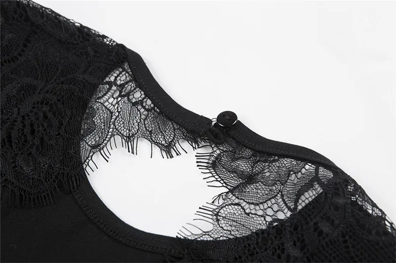 

New Fashion Spring Models Hollow Out Backless Lace Stitching Long Sleeve Women Bodysuit Night Club