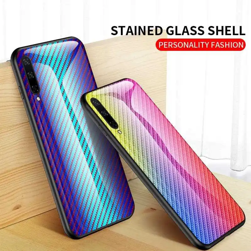 

KatyChoi Fiber Pattern Glass Case For Huawei Honor Play 3 View 20 V20 Phone Case Cover