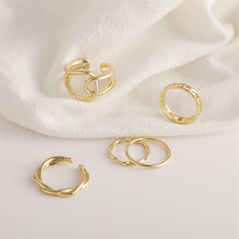 Ins cool hemp flower open ring set women's fashion design metal simple net red tail | Украшения и аксессуары