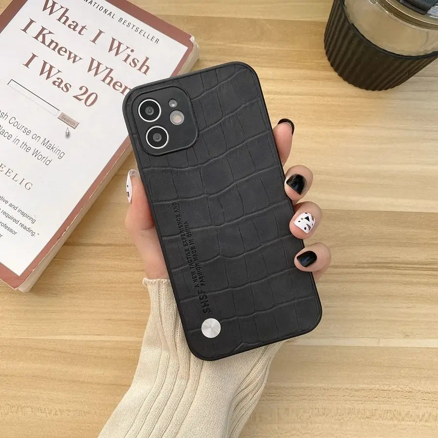 

Retro Vintage Crocodile Pattern Texture PU Leather Phone Case For iPhone 11 12 Mini Pro XS MAX XR X 7 8 Plus SE 2020 Back Cover