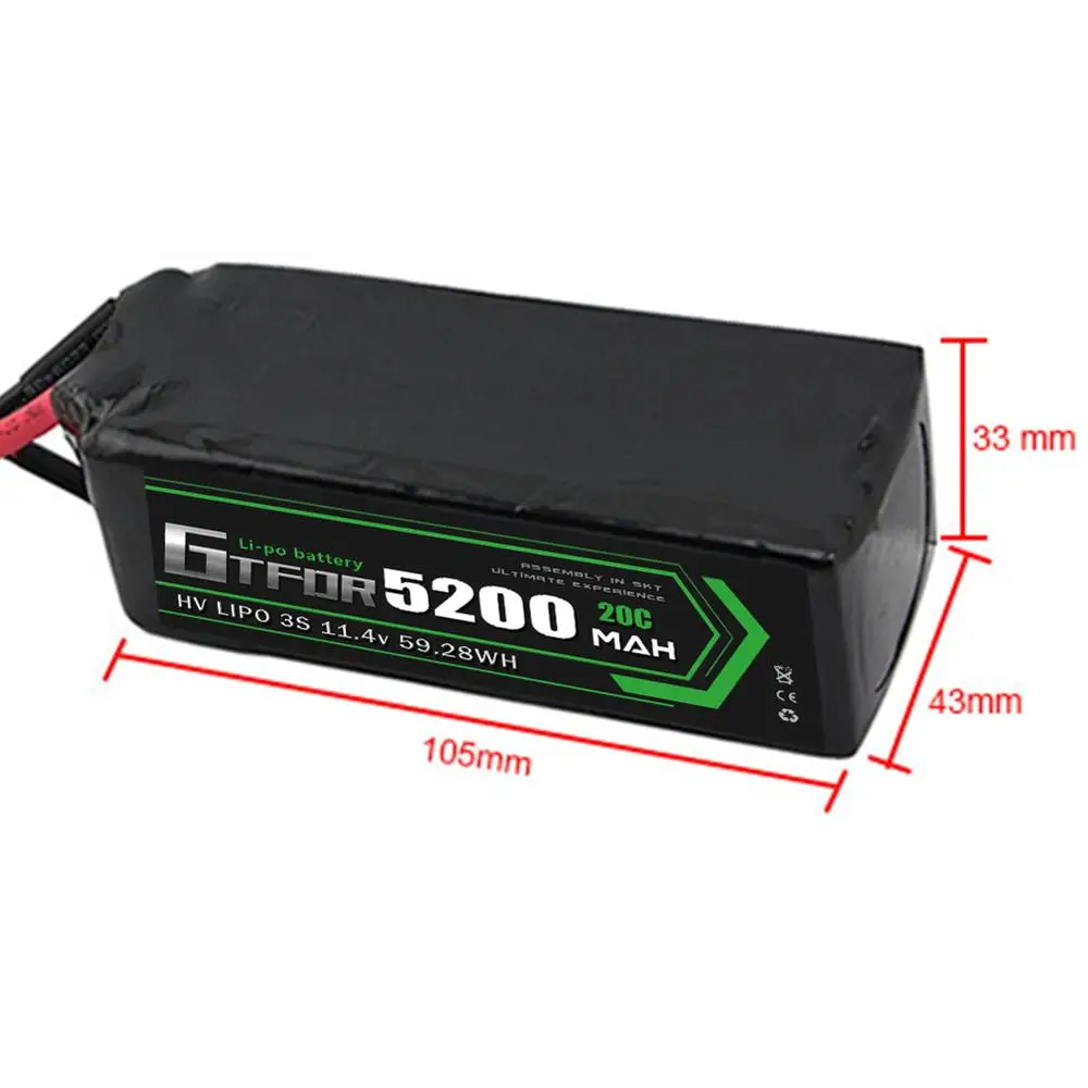 GTFDR батарея lipo 2S 7,4 V 10000mah 60C 120C HV 3S 11,4 V 5200mah 20C 40C для радиоуправляемого автомобиля дрона FPV Walkera QR X350 PRO квадрокоптера
