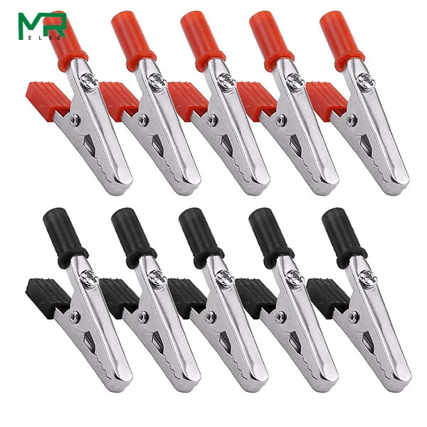 5pcs Red 5pcs Black Изолированный зажим типа крокодил, пластиковая ручка, кабель, тест, зарядный зажим, металлический зажим типа крокодил, длина 50 мм - Цвет: 5pcs Red 5pcs Black