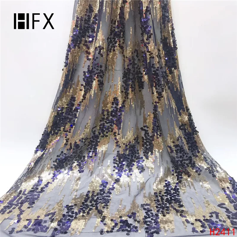 HFX 2019 Нигерия новейший дизайн блесток кружевная ткань Высокое качество