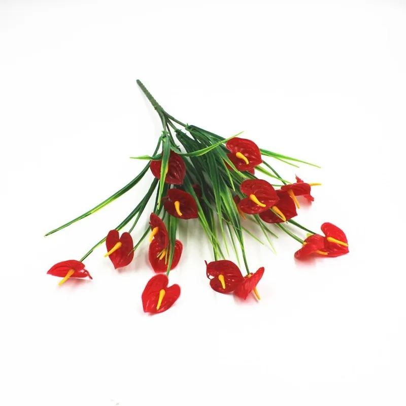 

7 Forks Anthurium Artificial Plant Green Plant Pot Home Decoration Garden Artificial Grass Fake Plants Artificial Flowers